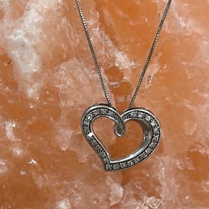 Sterling Silver & Diamond Accents Heart Pendant & Chain